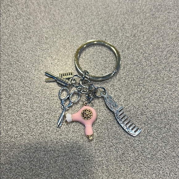 Silver and Pink Hairdresser Keychain - Picture 1 of 1